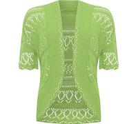 WearAll Womens Plus Size Crochet Knitted Short Sleeve Ladies Open Cardigan Top - Lime Green - 16-18