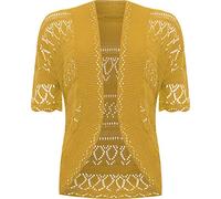 WearAll Womens Plus Size Crochet Knitted Short Sleeve Ladies Open Cardigan Top Sizes 16-20