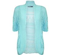WearAll Womens Plus Size Crochet Knitted Short Sleeve Ladies Open Cardigan Top Sizes 16-20