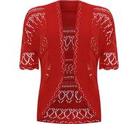 WearAll Womens Plus Size Crochet Knitted Short Sleeve Ladies Open Cardigan Top Sizes 16-20