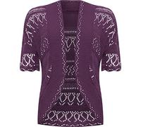 WearAll Womens Plus Size Crochet Knitted Short Sleeve Ladies Open Cardigan Top Sizes 16-20