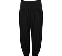 WearAll Womens Plus Size Cropped Harem Trousers Ladies 3/4 Plain Baggy Pants Black 8-10