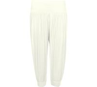 WearAll Womens Plus Size Cropped Harem Trousers Ladies 3/4 Plain Baggy Pants Cream 12/14