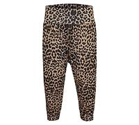 WearAll Womens Plus Size Cropped Harem Trousers Ladies 3/4 Plain Baggy Pants Leopard 16-18