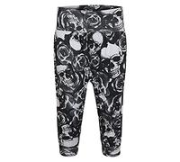 WearAll Womens Plus Size Cropped Harem Trousers Ladies 3/4 Plain Baggy Pants Skull & Rose 16-18