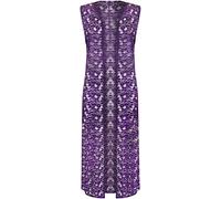 WearAll Women's Plus Size Floral Lace Open Long Sleeveless Top Cardigan 14-28