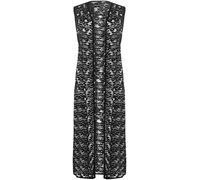 WearAll Women's Plus Size Floral Lace Open Long Sleeveless Top Cardigan - Black - 26-28