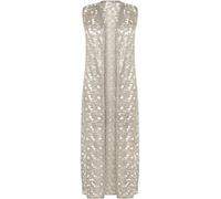 WearAll Women's Plus Size Floral Lace Open Long Sleeveless Top Cardigan - Stone - 26-28