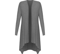 WearAll Women's Plus Size Hank Hem Long Sleeve Open Waterfall Cardigan - Dark Grey - 14