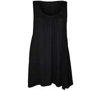 WearAll Womens Plus Size Hanky Hem Ladies Long Sleeveless Scoop Neck Vest Top - Black - 16-18