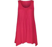 WearAll Womens Plus Size Hanky Hem Ladies Long Sleeveless Scoop Neck Vest Top - Pink - 16-18