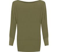 WearAll Womens Plus Size Plain Batwing Long Sleeve Ladies Off Shoulder Top - Khaki - 20-22