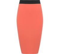 WearAll Womens Plus Size Plain Bodycon Pencil Ladies Stretch Office Midi Skirt - Coral 12-14