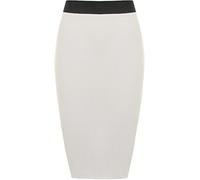 WearAll Womens Plus Size Plain Bodycon Pencil Ladies Stretch Office Midi Skirt - Cream 12-14