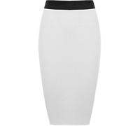 WearAll Womens Plus Size Plain Bodycon Pencil Ladies Stretch Office Midi Skirt - White - 20/22