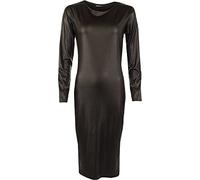 WearAll Womens Plus Size Plain Long Sleeve Bodycon Ladies Stretch Midi Dress - Wet Look 20-22