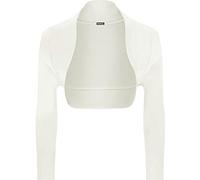 WearAll Womens Plus Size Plain Long Sleeve Cropped Ladies Shrug Bolero Cardigan Top Cream 12-14