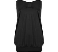 WearAll Womens Plus Size Plain Strapless Sleeveless Ladies Long Boob Tube Top - Black - 16-18