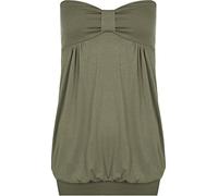 WearAll Womens Plus Size Plain Strapless Sleeveless Ladies Long Boob Tube Top - Khaki Green - 16-18