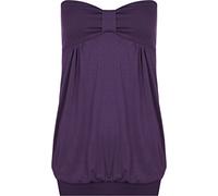 WearAll Womens Plus Size Plain Strapless Sleeveless Ladies Long Boob Tube Top - Purple - 24-26