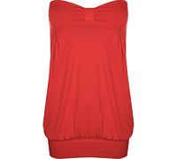 WearAll Womens Plus Size Plain Strapless Sleeveless Ladies Long Boob Tube Top - Red - 24-26