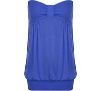 WearAll Womens Plus Size Plain Strapless Sleeveless Ladies Long Boob Tube Top - Royal Blue - 16-18