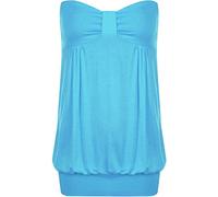 WearAll Womens Plus Size Plain Strapless Sleeveless Ladies Long Boob Tube Top - Turquoise - 20-22