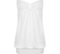 WearAll Womens Plus Size Plain Strapless Sleeveless Ladies Long Boob Tube Top - White - 20-22