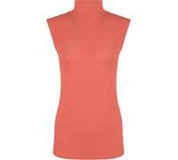 WearAll Womens Plus Size Plain Turtle Neck Sleeveless Ladies Top - Coral - 20-22