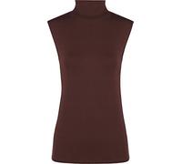 WearAll Womens Plus Size Plain Turtle Neck Sleeveless Ladies Top - Dark Brown - 20-22