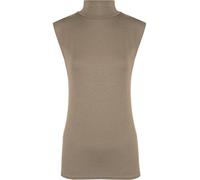 WearAll Womens Plus Size Plain Turtle Neck Sleeveless Ladies Top - Mocha - 20-22