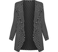 WearAll Womens Plus Size Polka Dot Long Sleeve Ladies Spot Print Cardigan Top - Black - 16