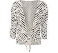 WearAll Womens Plus Size Polka Dot Spot Tie Up Ladies Print Shrug Top Cardigan - White - 24-26
