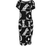 WearAll Womens Plus Size Print Short Sleeve Scoop Stretch Ladies Midi Dress - Letters - 26-28