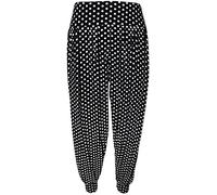 WearAll Womens Plus Size Printed Pattern Ladies Long Harem Pants Trousers - Black Spot - 20/22