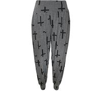 WearAll Womens Plus Size Printed Pattern Ladies Long Harem Pants Trousers - Dark Grey Cross - 24/26