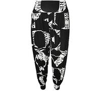 WearAll Womens Plus Size Printed Pattern Ladies Long Harem Pants Trousers - Letters - 16/18