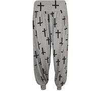 WearAll Womens Plus Size Printed Pattern Ladies Long Harem Pants Trousers - Light Grey Cross - 24/26