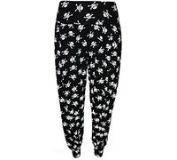 WearAll Womens Plus Size Printed Pattern Ladies Long Harem Pants Trousers - Skull Bones - 12/14