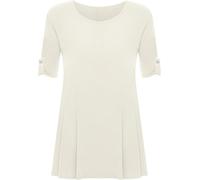 WearAll Womens Plus Size Scoop Neck Short Sleeve Flared Ladies Long Plain Top Cream - 22/24
