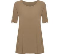 WearAll Womens Plus Size Scoop Neck Short Sleeve Flared Ladies Long Plain Top Mocha - 20