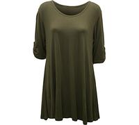 WearAll Womens Plus Size Scoop Neck Short Sleeve Flared Ladies Long Plain Top Sizes 14-28
