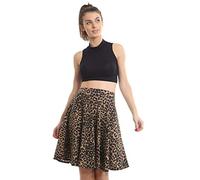 WearAll Womens Plus Size Tartan Check Print Elastic Ladies Short Skater Skirt Leopard - 14