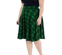 WearAll Womens Plus Size Tartan Check Print Elastic Ladies Short Skater Skirt - Sizes 14-28
