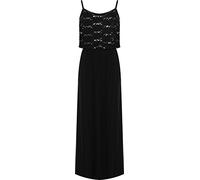 WearAll Women's Plus Strappy Layered Floral Lace Print Sequin Maxi Dress Ladies Full Length - Black - 16