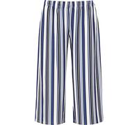 WearAll Women's Plus Wide Flared Leg Striped Print 3/4 Culottes New Ladies Trousers Pants - Blue - 18
