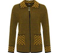 WearAll Women's Plus Womens Long Sleeve Knitted Cardigan Ladies Zip Pocket Leopard Collar Jumper Jacket - Mustard - 16-18
