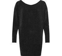WearAll Women's Plus Womens Off Shoulder Glitter Sparkle Stretch Long Sleeve Ladies Batwing Top - Black - 18