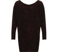 WearAll Women's Plus Womens Off Shoulder Glitter Sparkle Stretch Long Sleeve Ladies Batwing Top - Red - 14