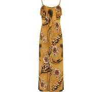 WearAll Women's Plus Womens Strappy Floral Print Frill Maxi Dress Ladies Layered Long Full New - Camel - 26-28